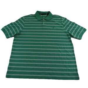 Pierre Cardin Polo Shirt Mens Size XL Green and White Striped Short Sleeve